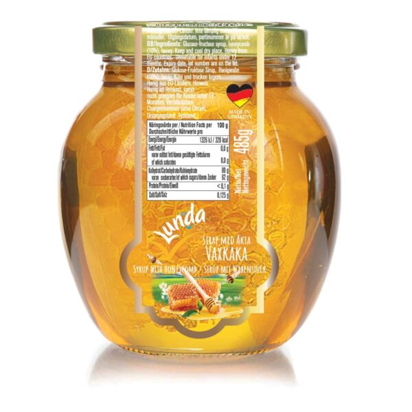 Lunda Sirap m Honung & Vaxkaka 485g 1x12